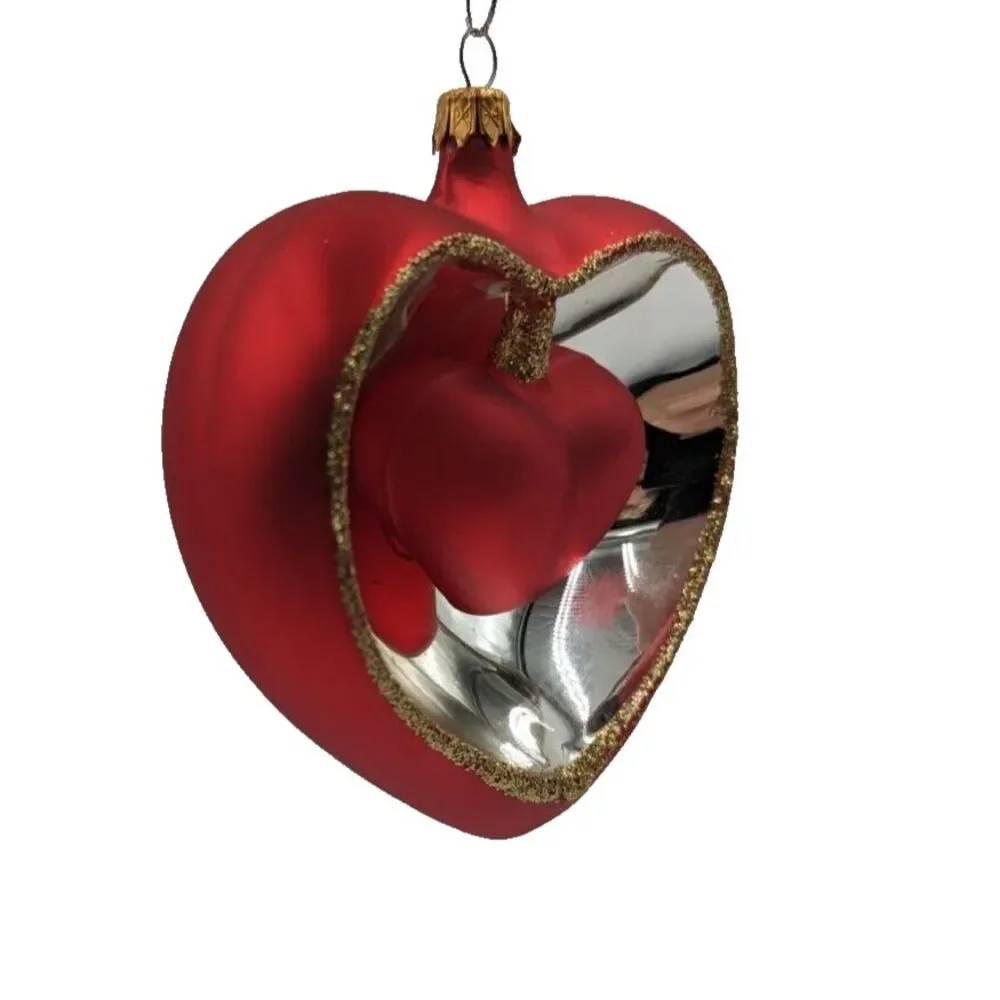 Kurt Adler Double‎ Heart Glass Ornament
